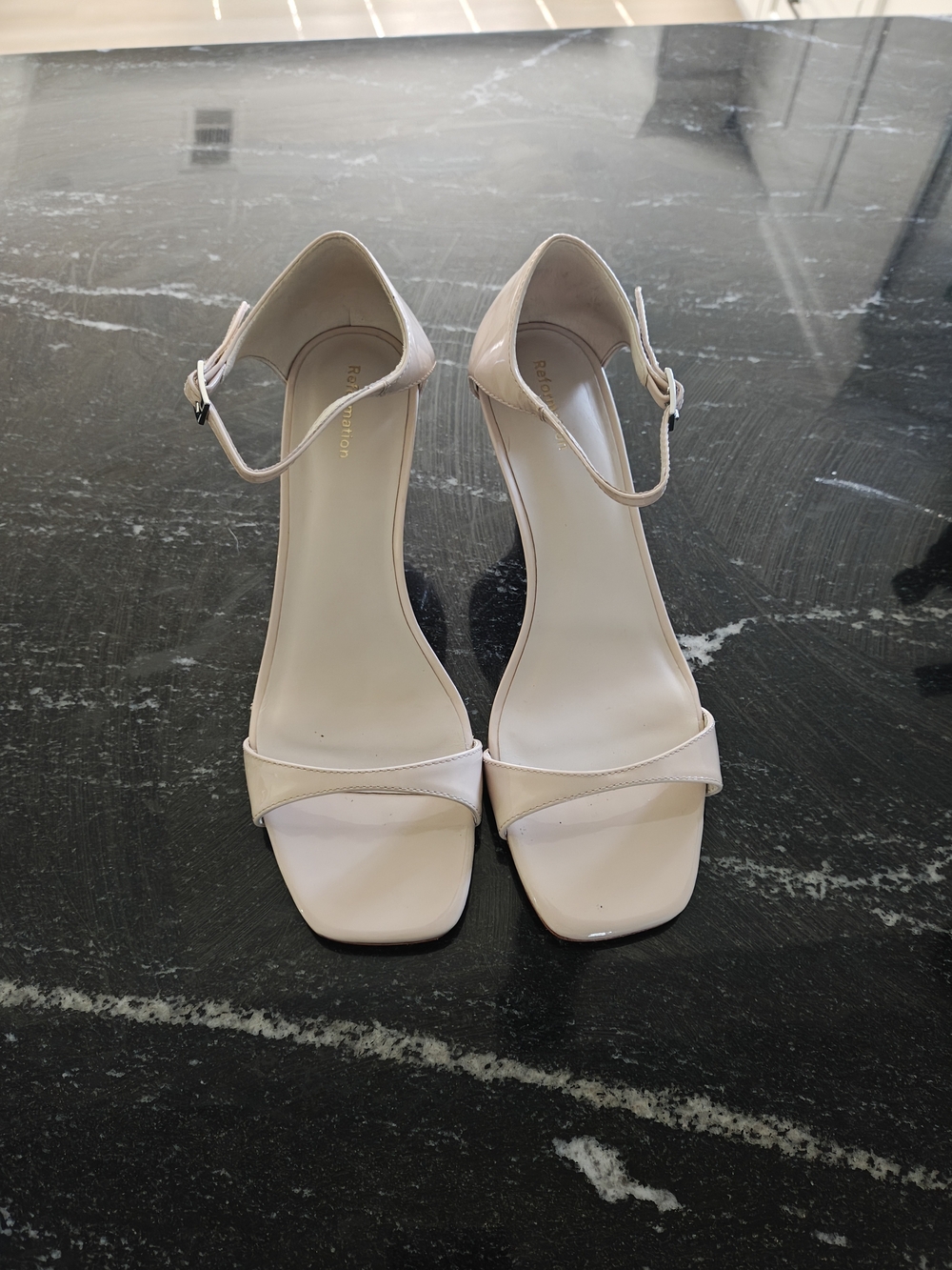 Reformation Soft Pink Ankle-Strap Heeled Sandals